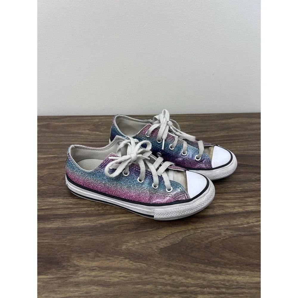 Converse Youth 1 Chuck Taylor All Star Low Rainbow Glitter Shoes Sneakers